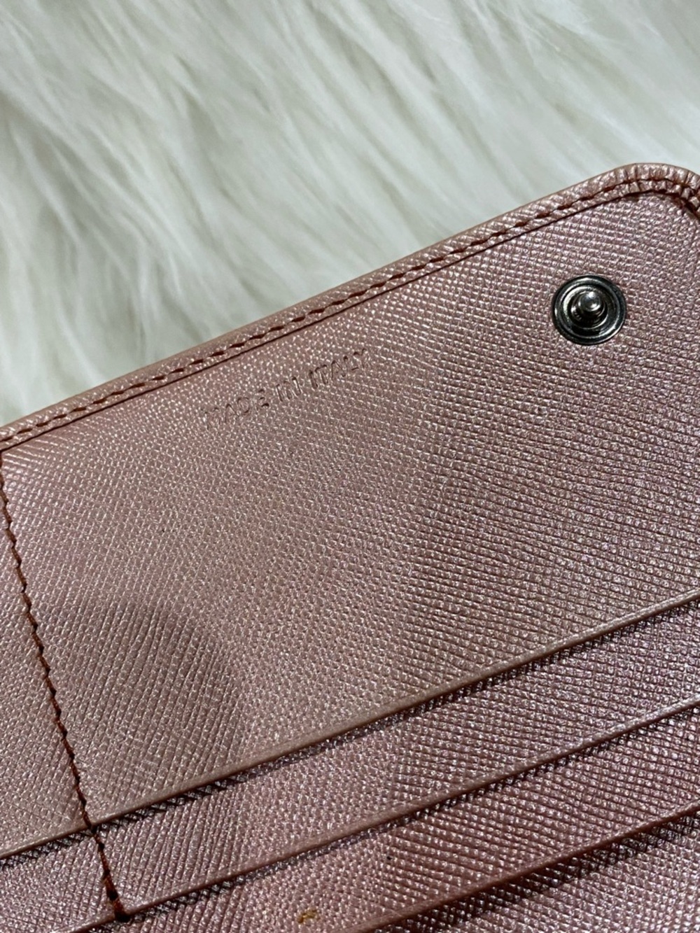 PRADA Rose Gold Saffiano Leather Long Wallet with Silver Logo - Picture 15 of 16